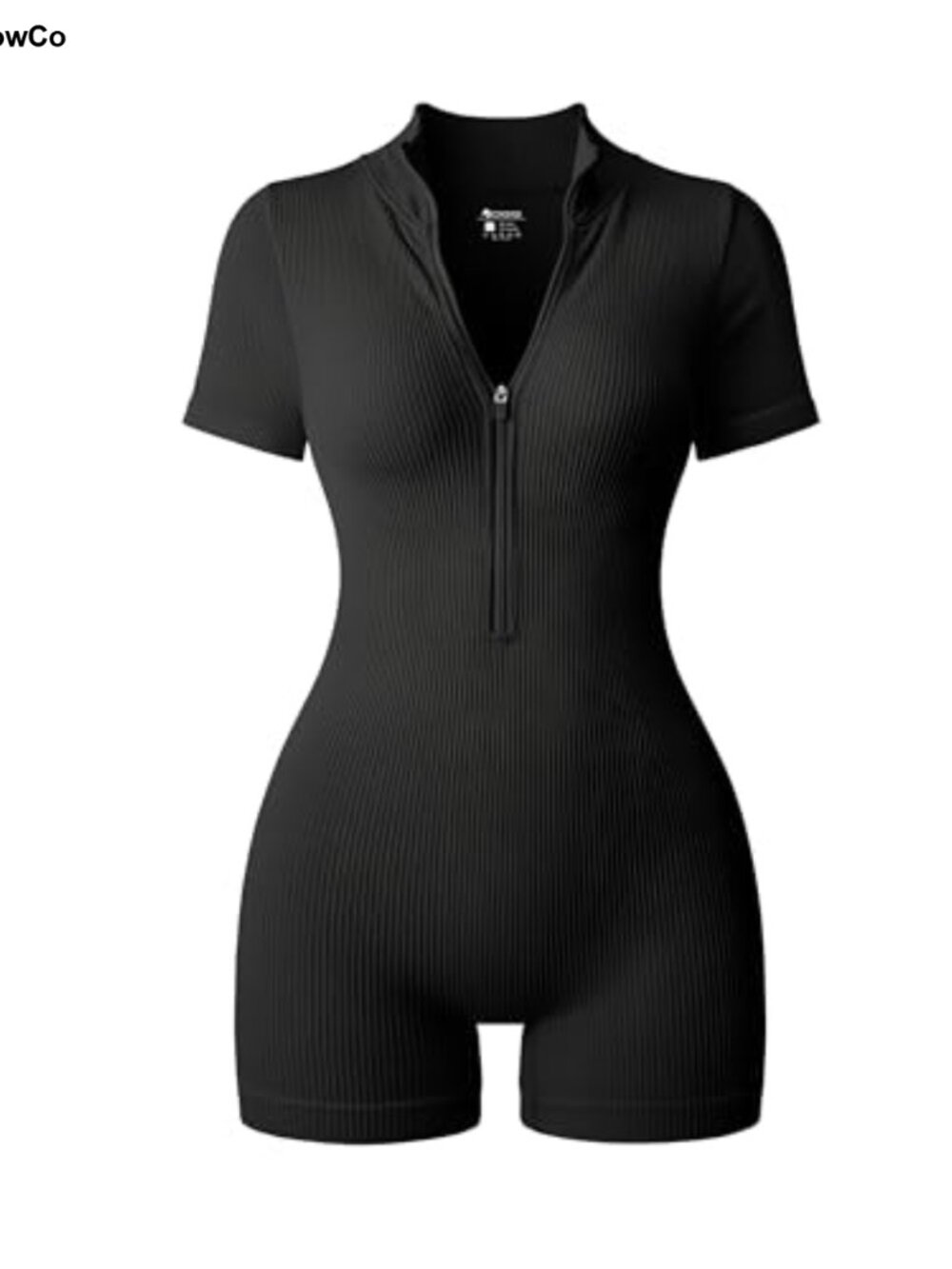 Women's Short Sleeve Zip Front Jumpsuit Romper, Stretch Nylon Blend, Casual,